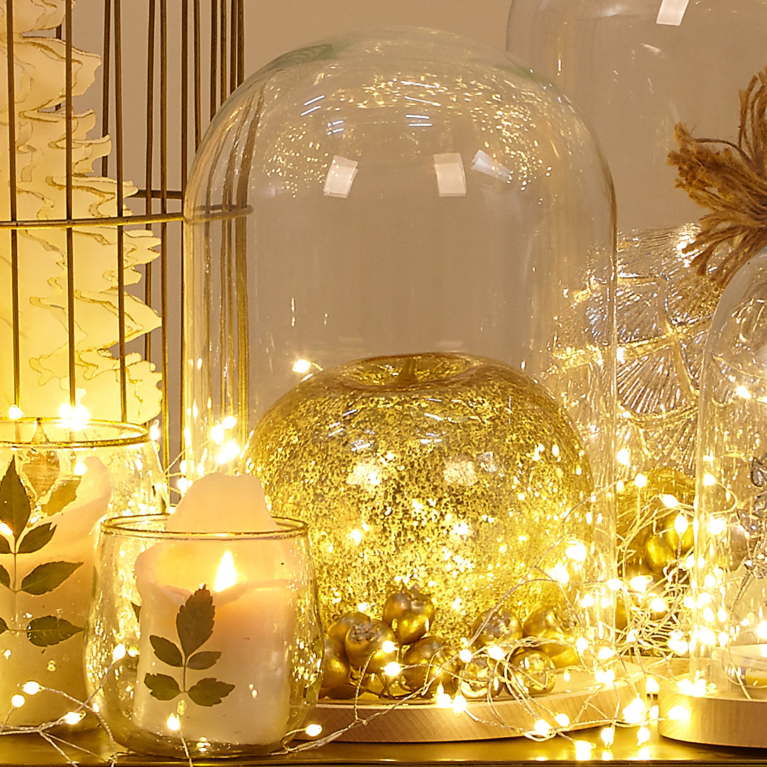 Manzana cristal dorada 20 leds