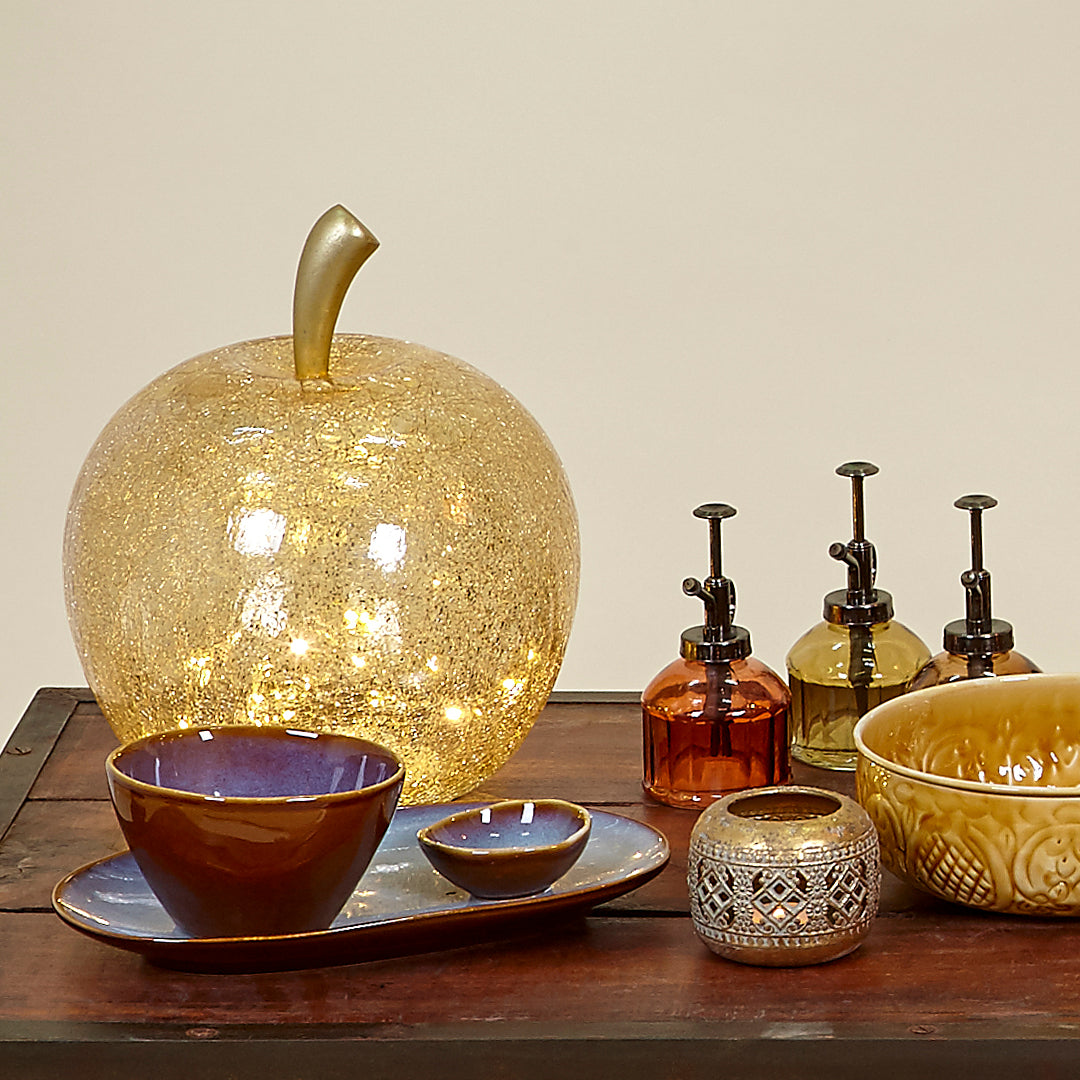 Manzana cristal dorada 20 leds