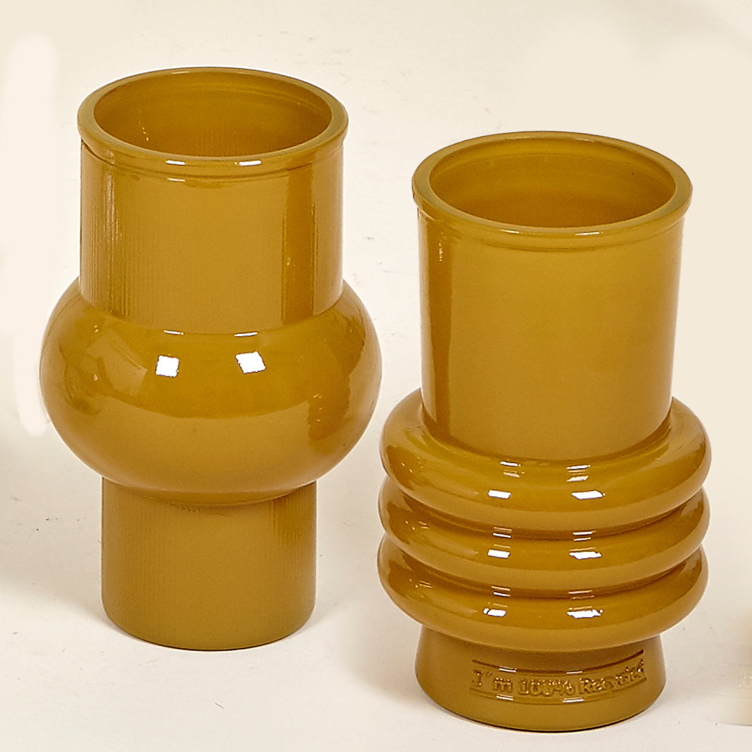 Jarron Amalfi Mostaza estilo seventies en vidrio reciclado