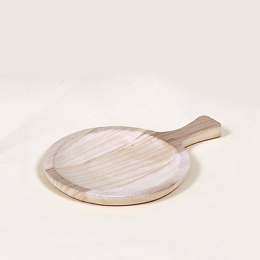 Bandeja con mango Kale redonda madera de Paulownia