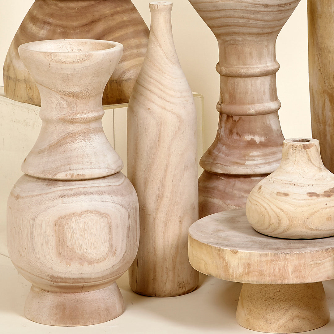 Jarrón oval Kale madera de Paulownia