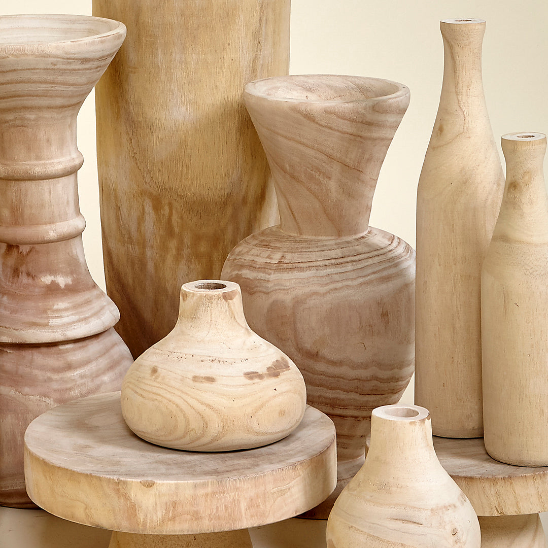 Jarrón cono Kale madera de Paulownia