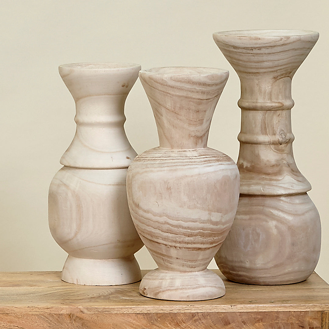 Jarrón aros Kale madera de Paulownia