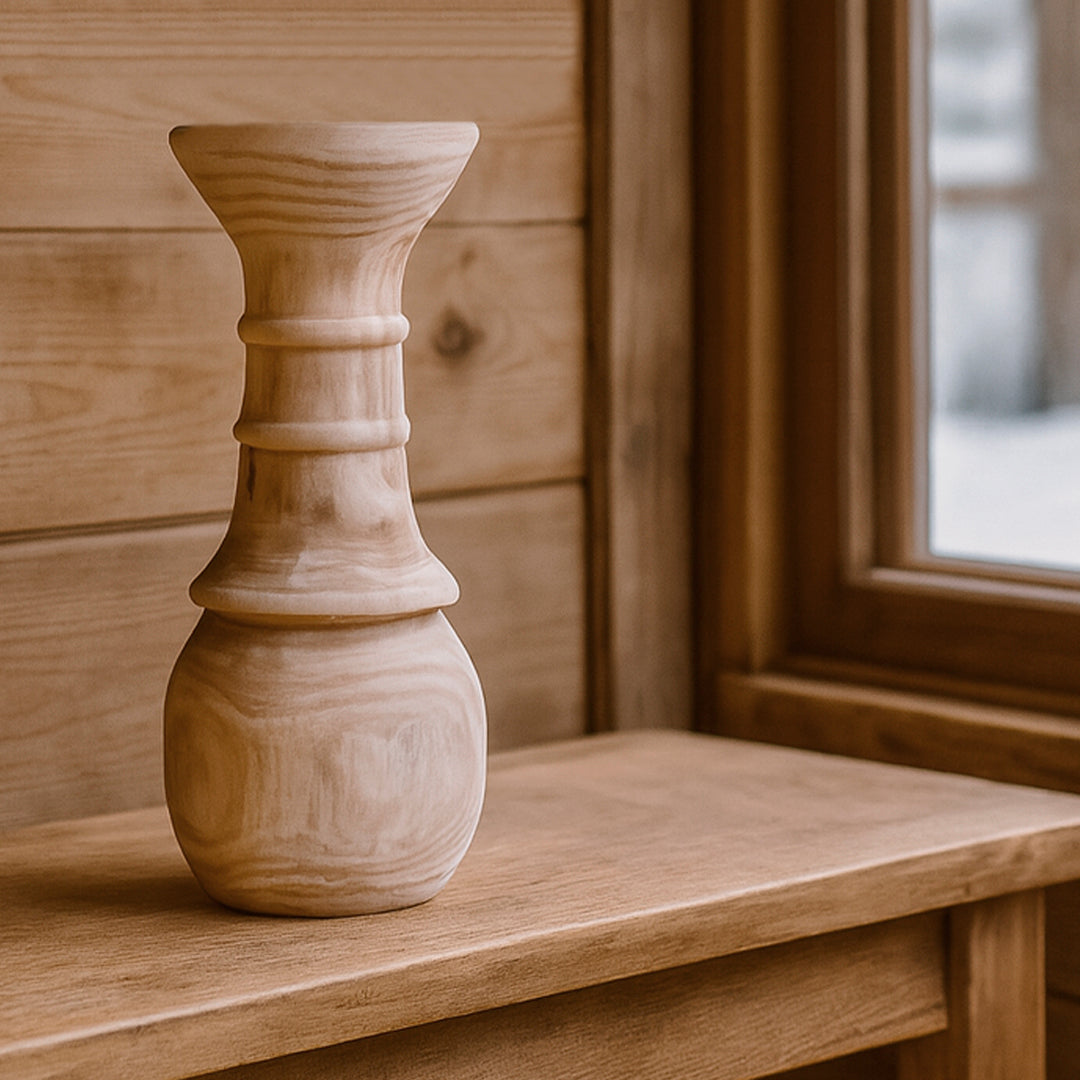 Jarrón aros Kale madera de Paulownia