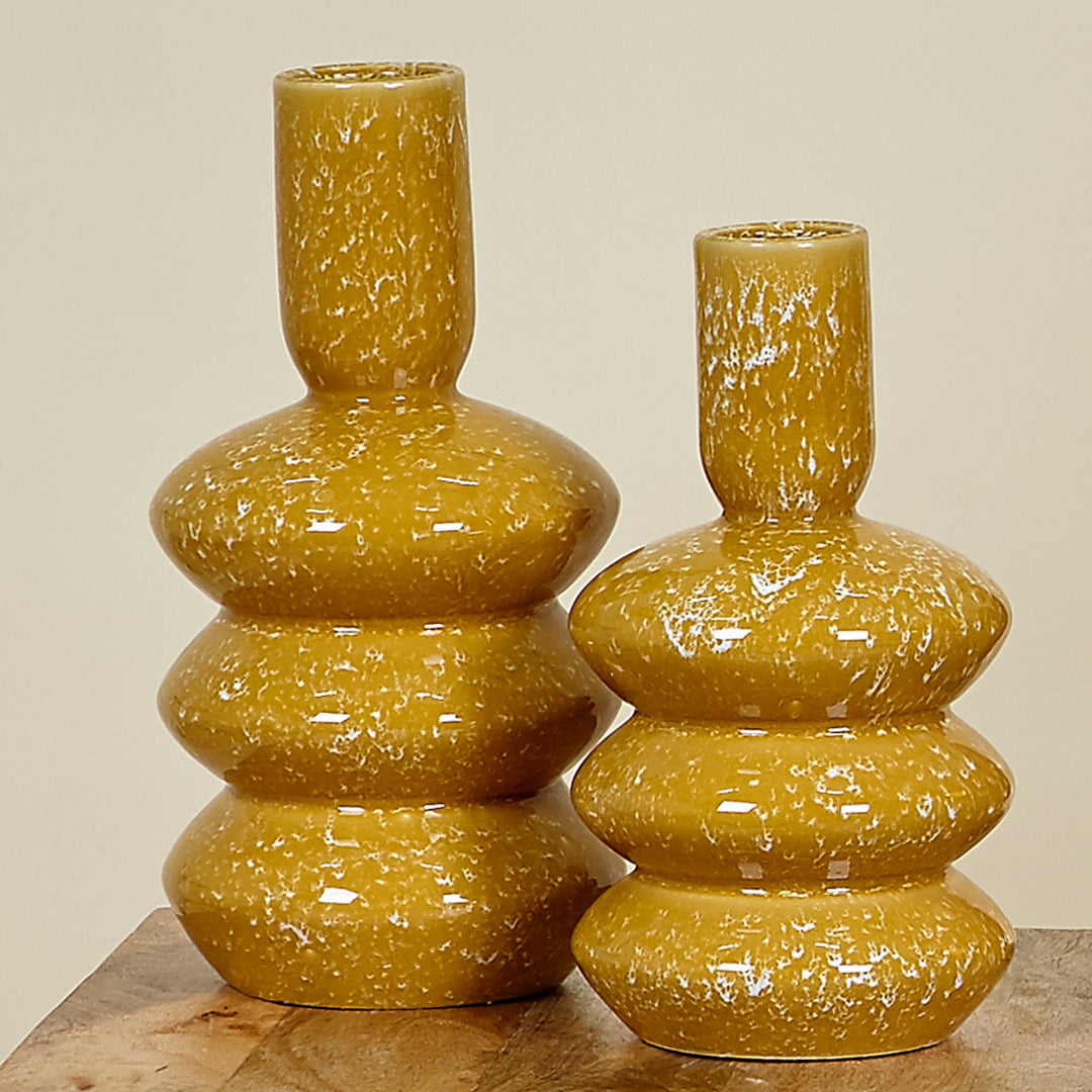 Jarrón Dublín de cerámica en color mostaza