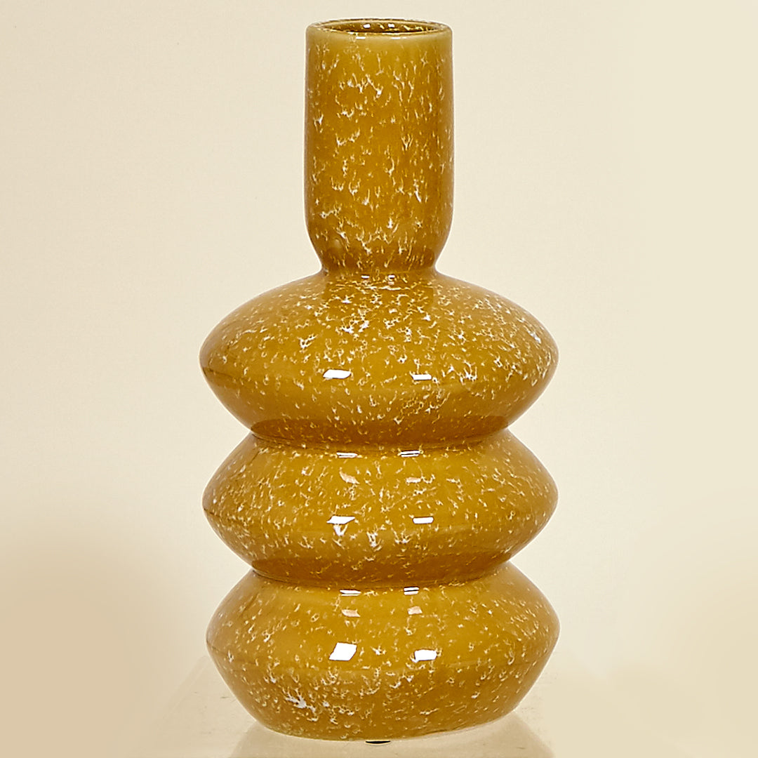 Jarrón Dublín de cerámica en color mostaza