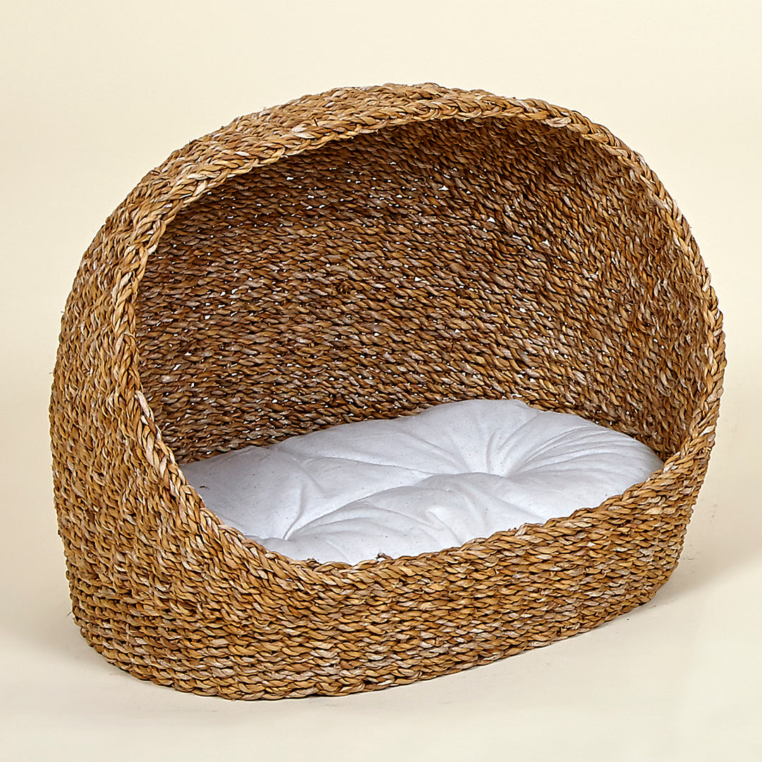 Cama para mascotas de junco de mar Corso con cojín