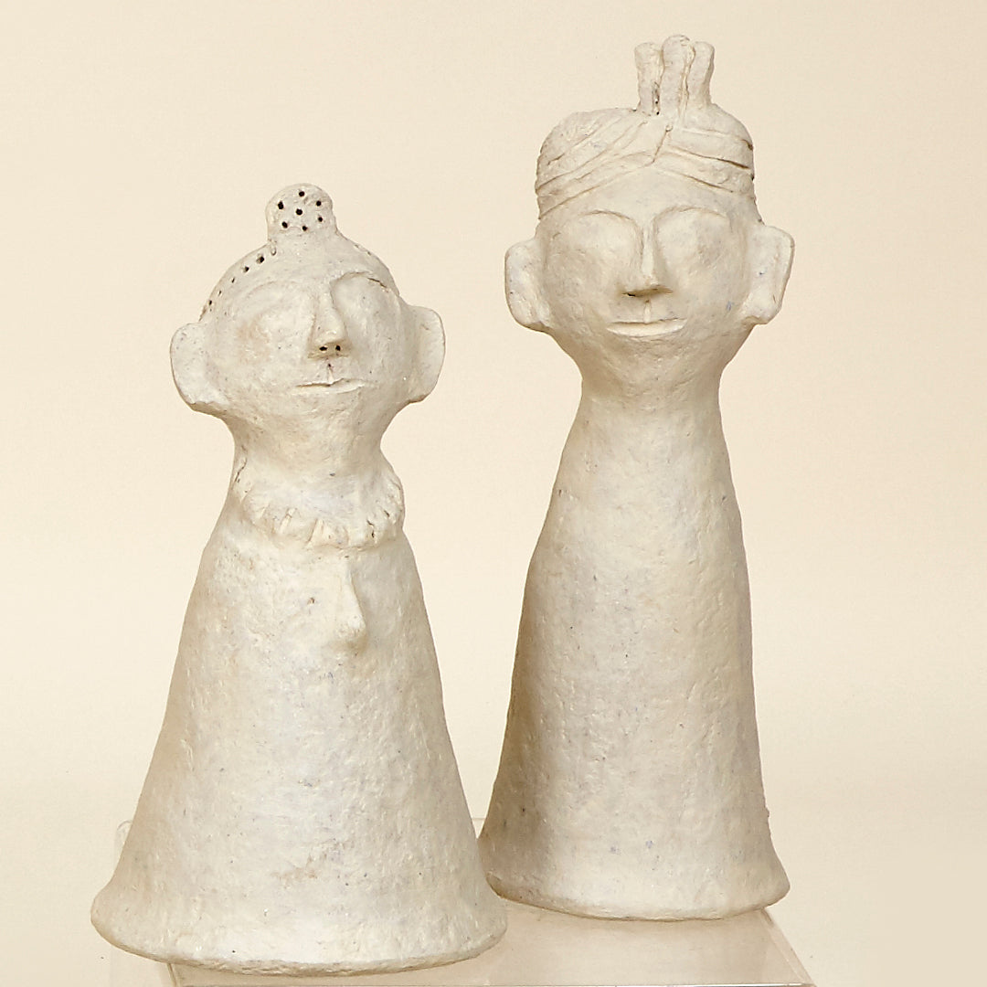 Juego de 2 figuras decorativas Maharani y Maharaja papel maché