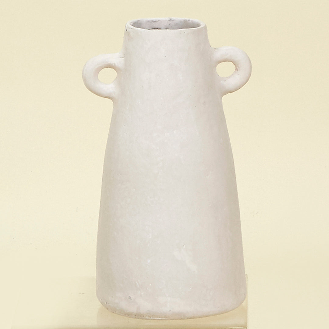 Jarrón asas papel maché sostenible