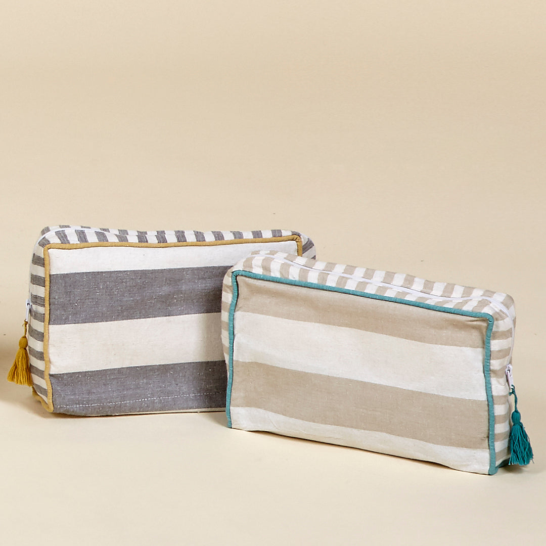 Neceser Formentera de algodón en color gris y beige