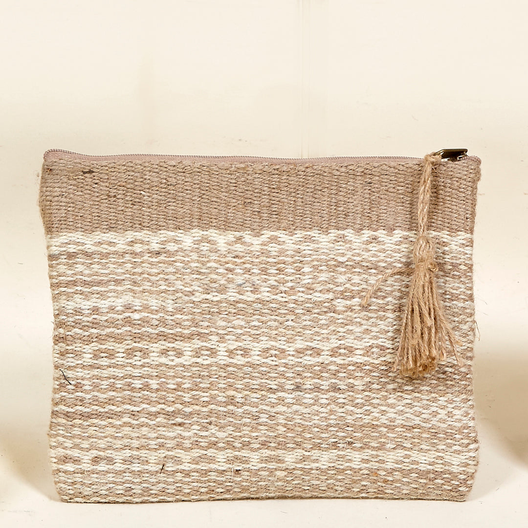 Neceser Verbier de yute natural en blanco y granate