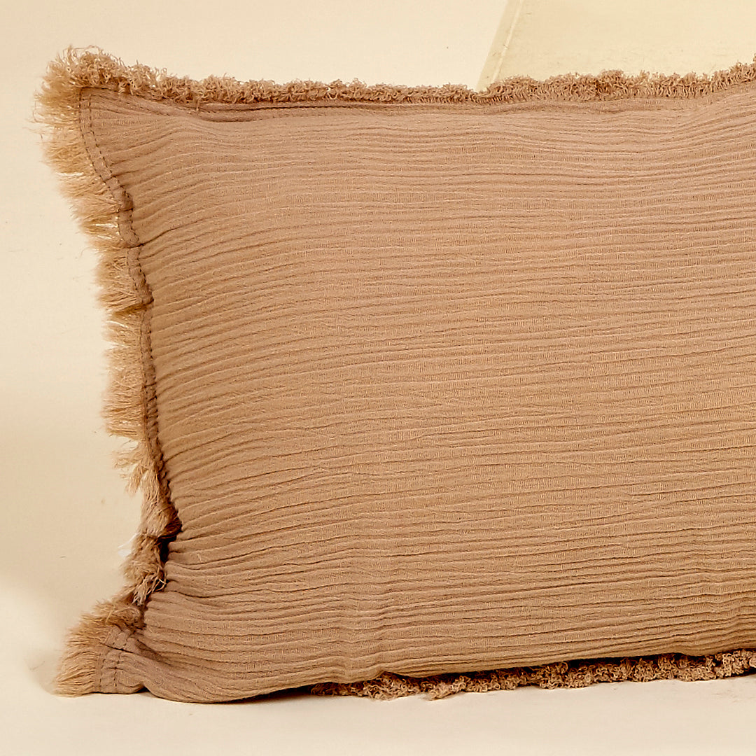 Funda de cojín Bambula Arena y beige