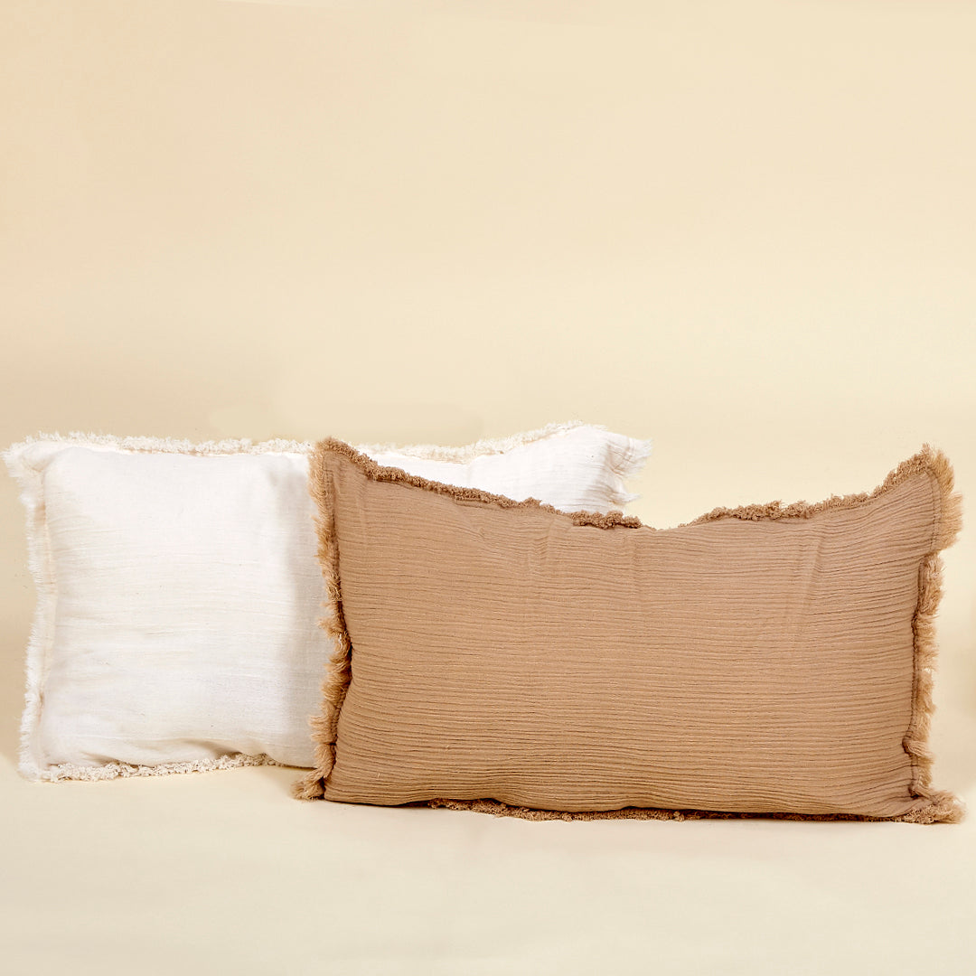 Cojín con relleno Bambula Arena y beige