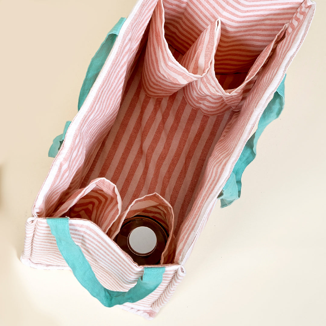 Shopping bag Milos de algodón con compartimentos para guardar las botellas