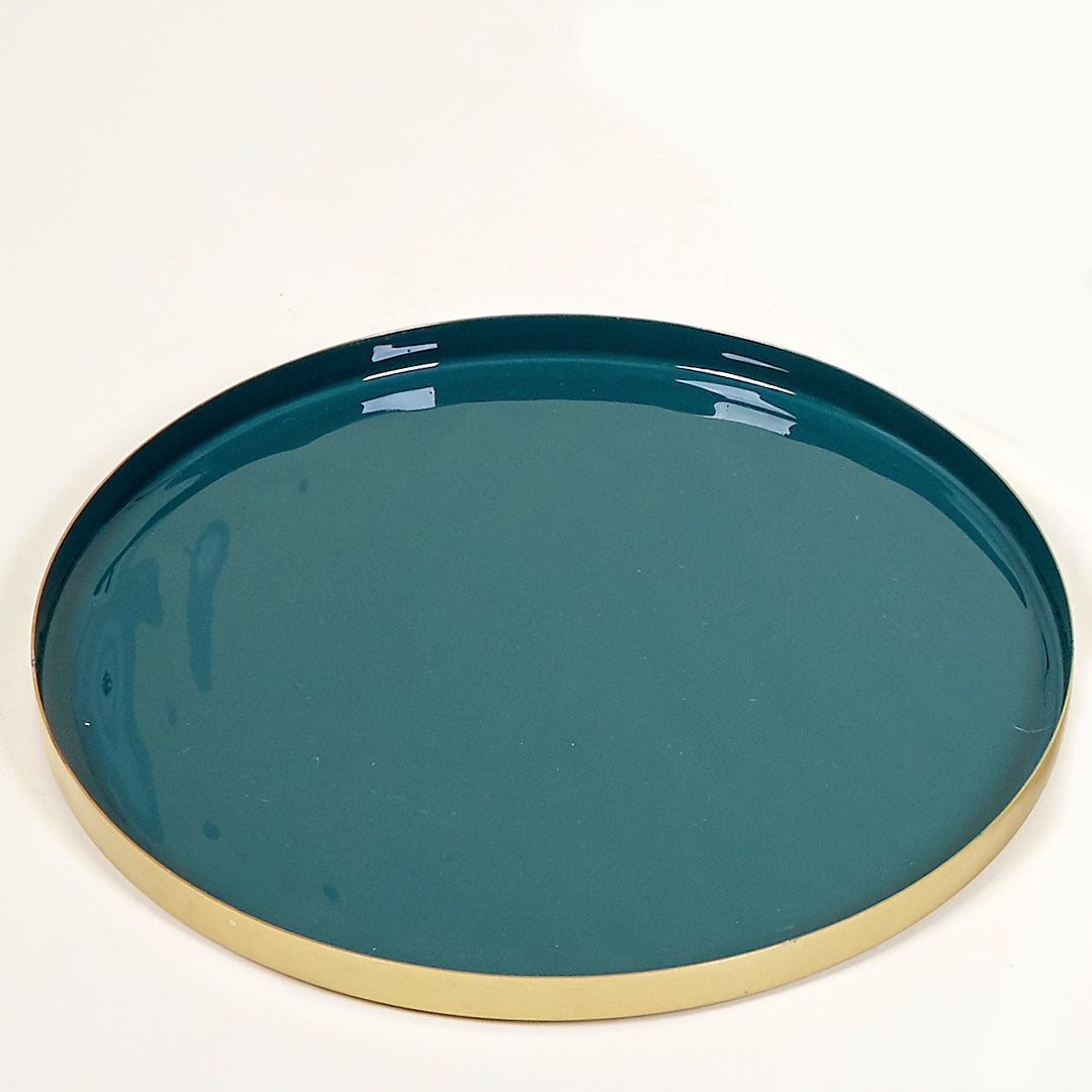 Plato bandeja Ocean de metal con base dorada
