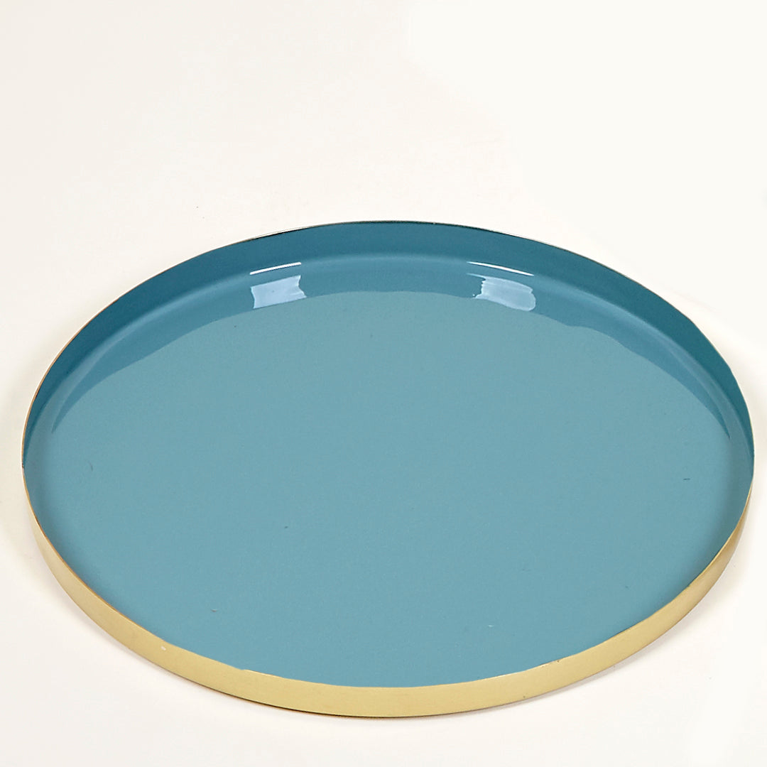 Plato bandeja Ocean de metal con base dorada