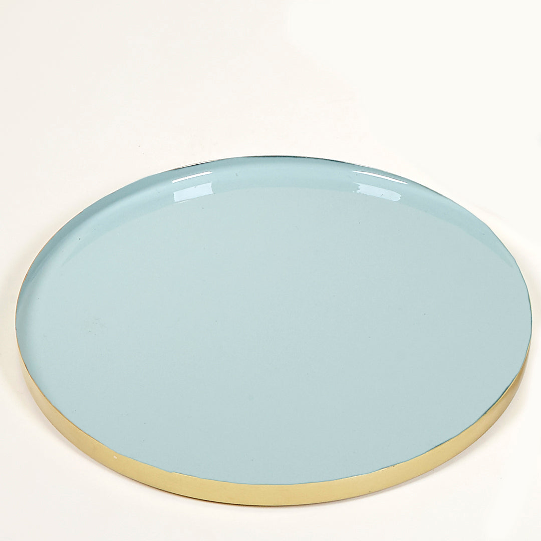 Plato bandeja Ocean de metal con base dorada