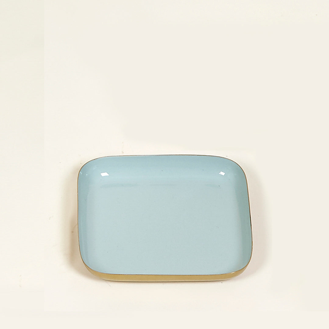 Bandeja Ocean cuadrada de metal con base dorada