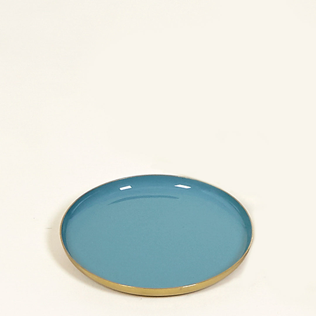 Bandeja Ocean redonda de metal con base dorada