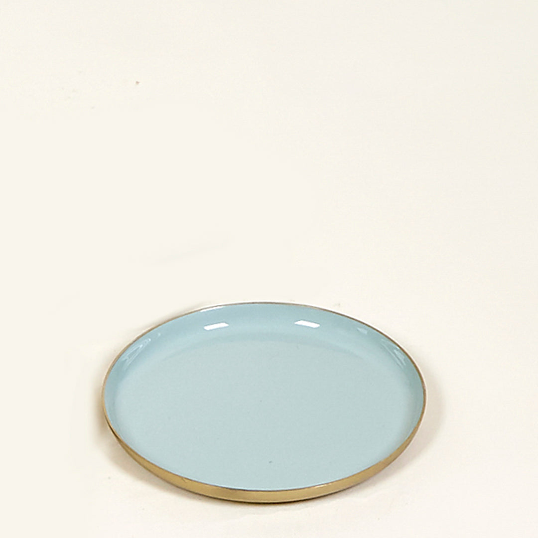 Bandeja Ocean redonda de metal con base dorada