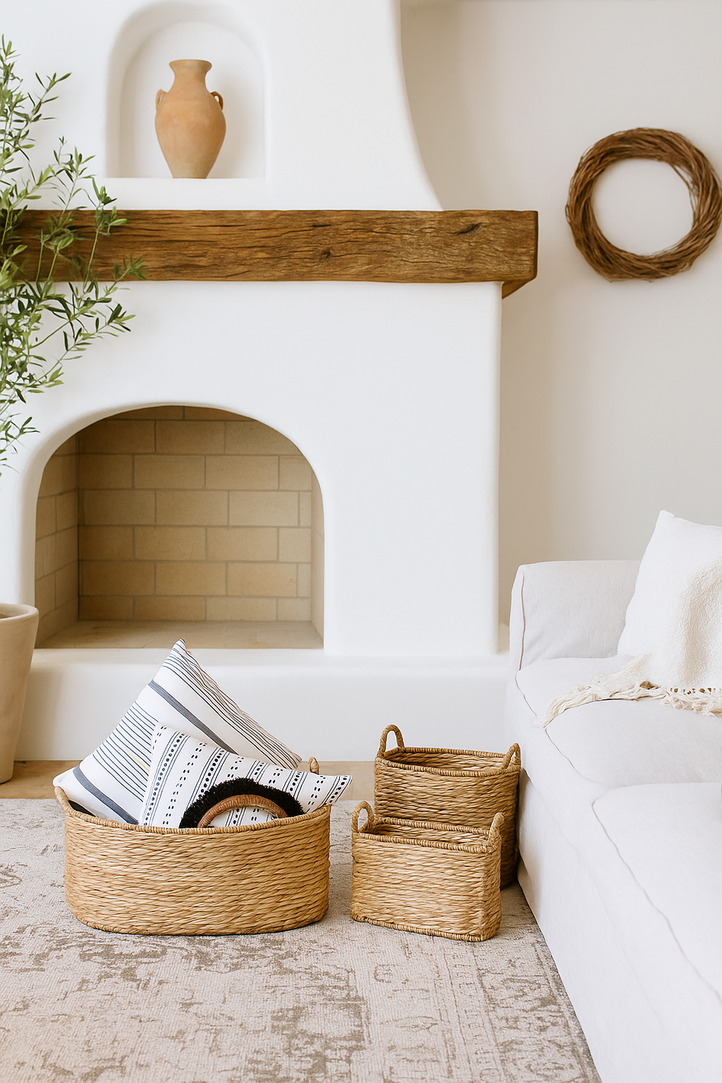 Cesta de mimbre perfecta para organizar el salón