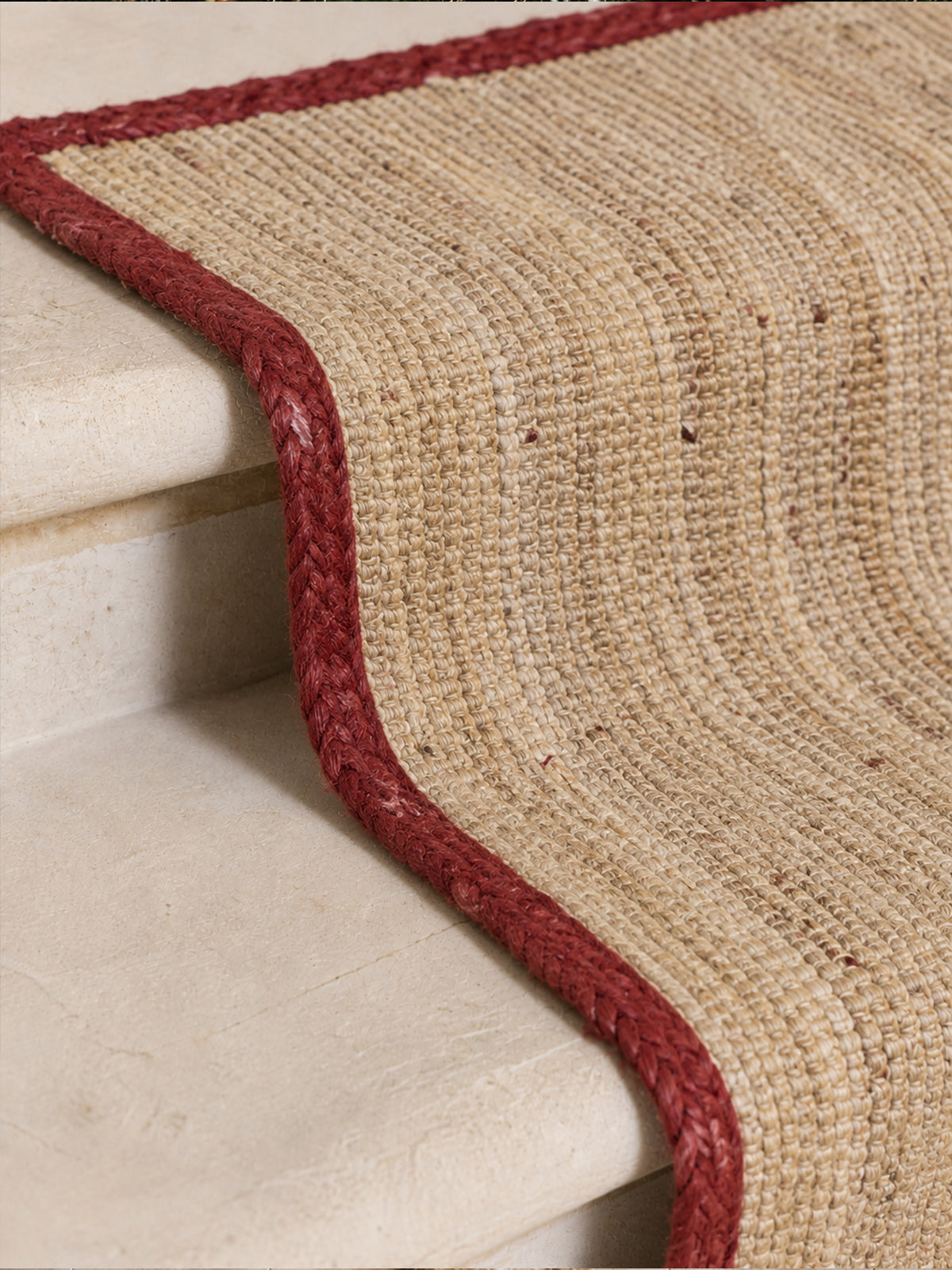 Alfombra de Yute Natural con Borde Burgundy 120x180 cm