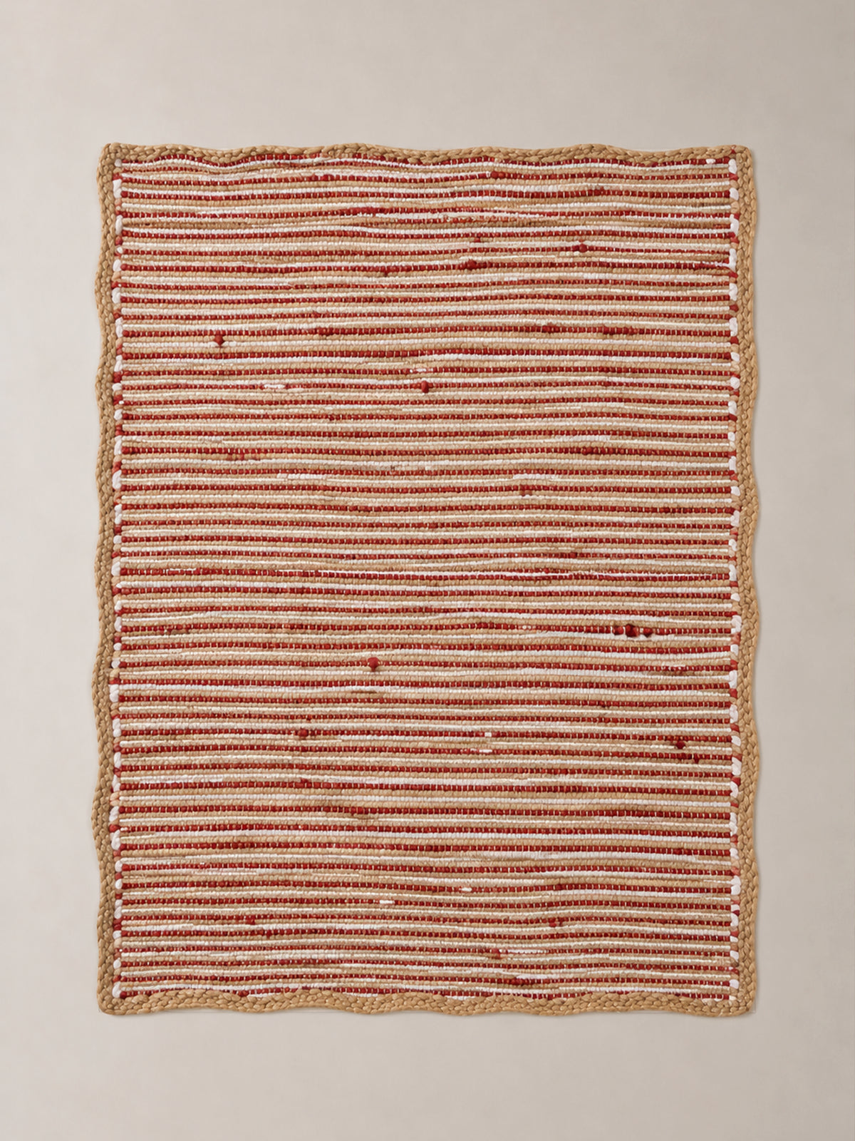 Alfombra de Yute y Algodón Burgundy, Blanco y Natural 120x180 cm