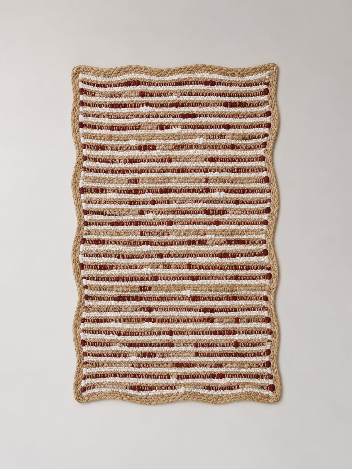 Alfombra de Yute y Algodón Burgundy, Blanco y Natural 60x90 cm