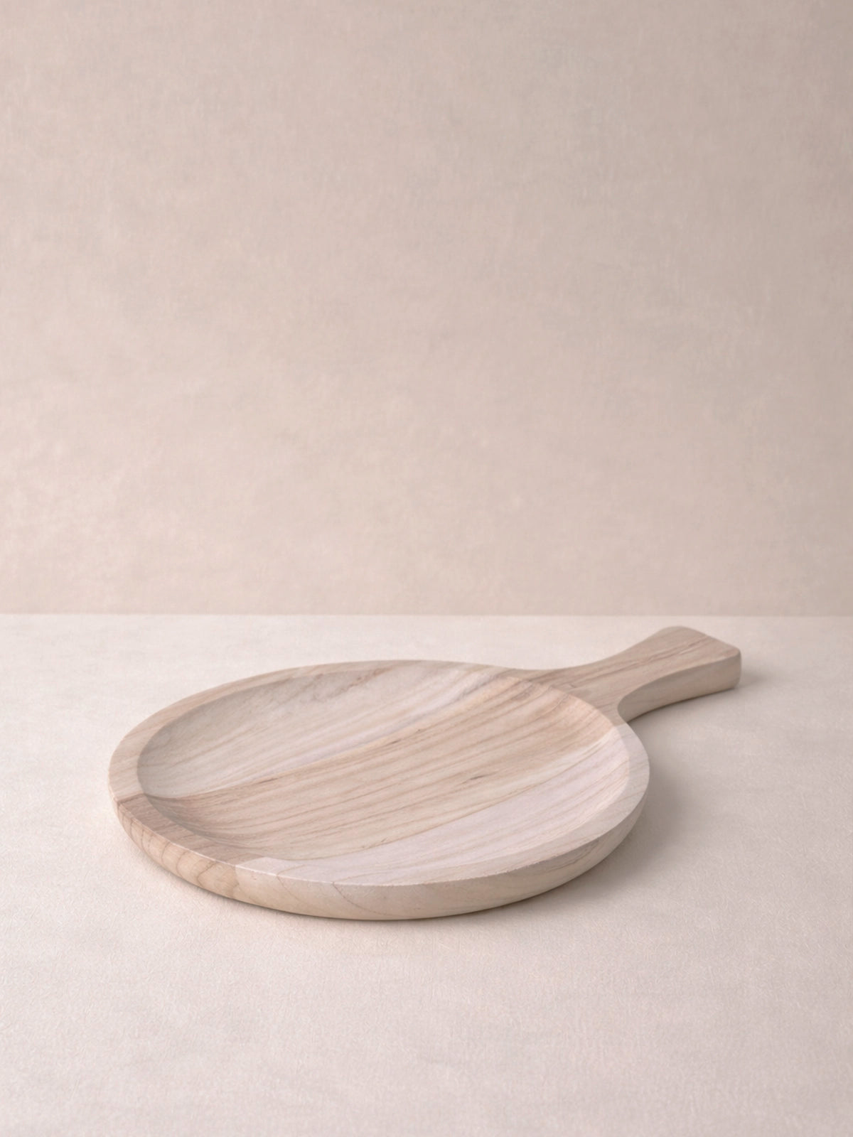 Bandeja Kale de Madera de Paulownia Natural con Asa | Bandeja Redonda Ligera para Servir y Decorar