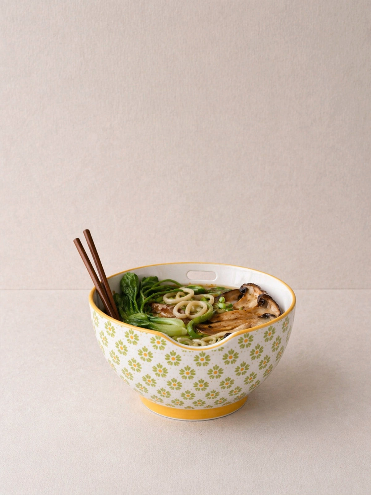 Bol de Sopa Miso de Set de bol de porcelana con Palillos de Bambú | Cuenco Japonés para Ramen y Noodles en Azul o Amarillo