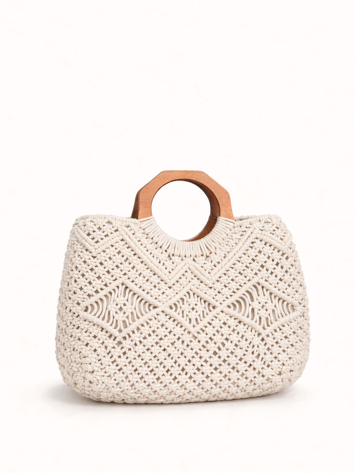 Bolso Nara crochet artesanal con asas de madera — bolso hecho a mano