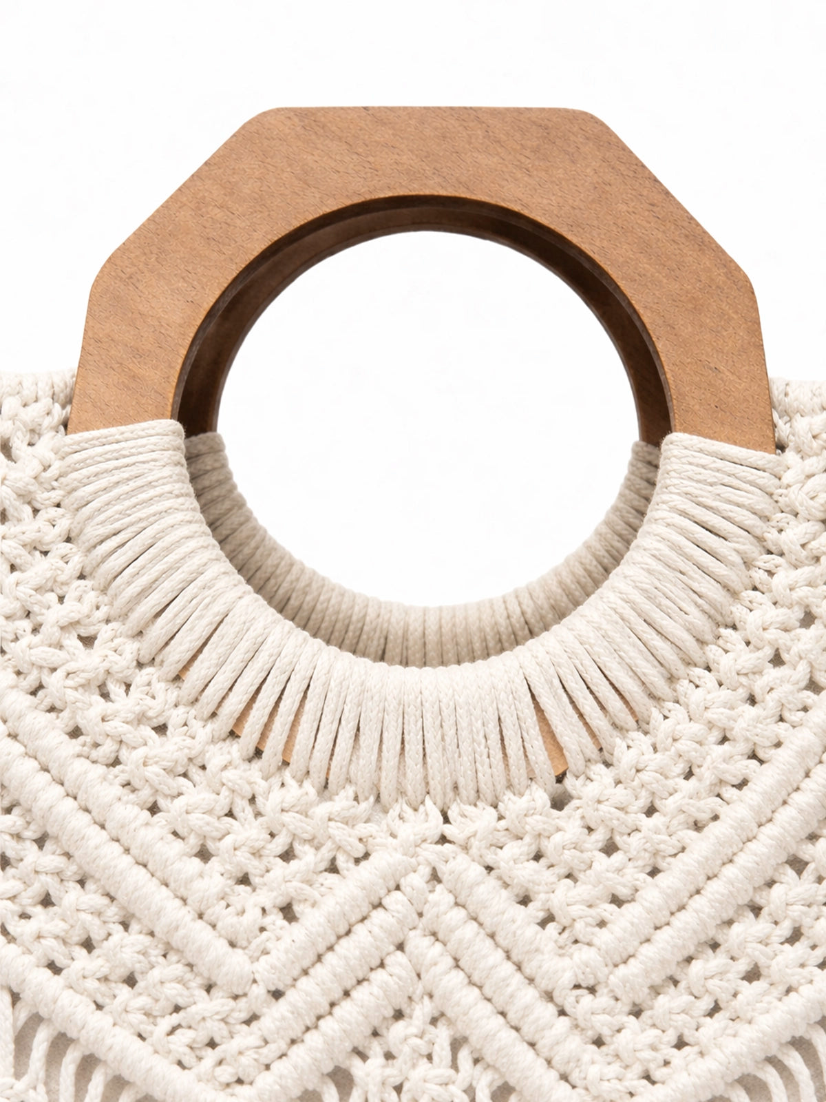 Bolso Nara crochet artesanal con asas de madera — bolso hecho a mano