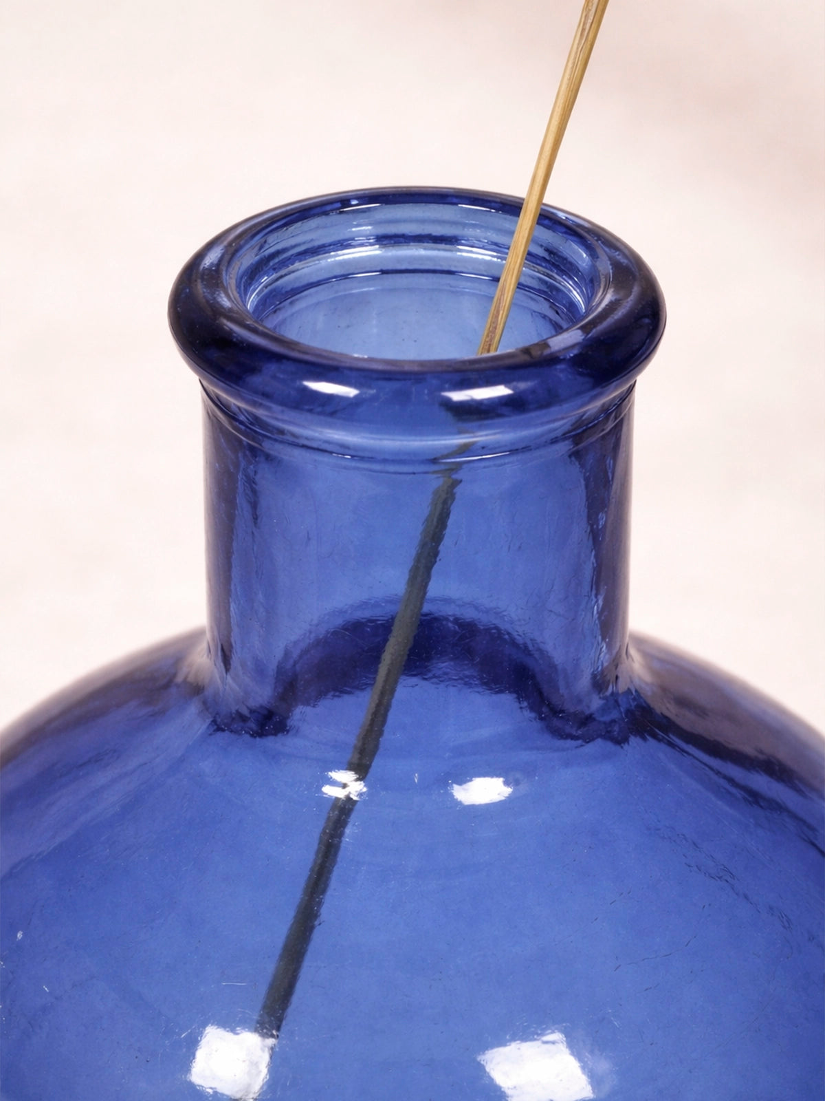 Botella de Farmacia de Vidrio Reciclado Azul | Jarrón Decorativo Vintage y Minimalista