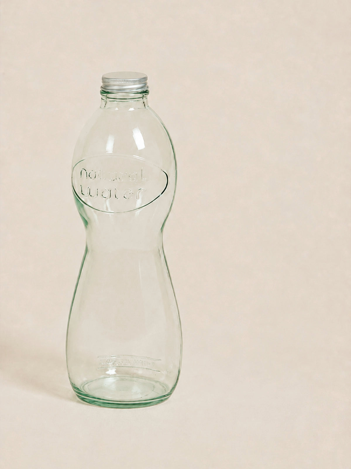 Botella de vidrio reciclado 1L con tapa rosca sin plomo