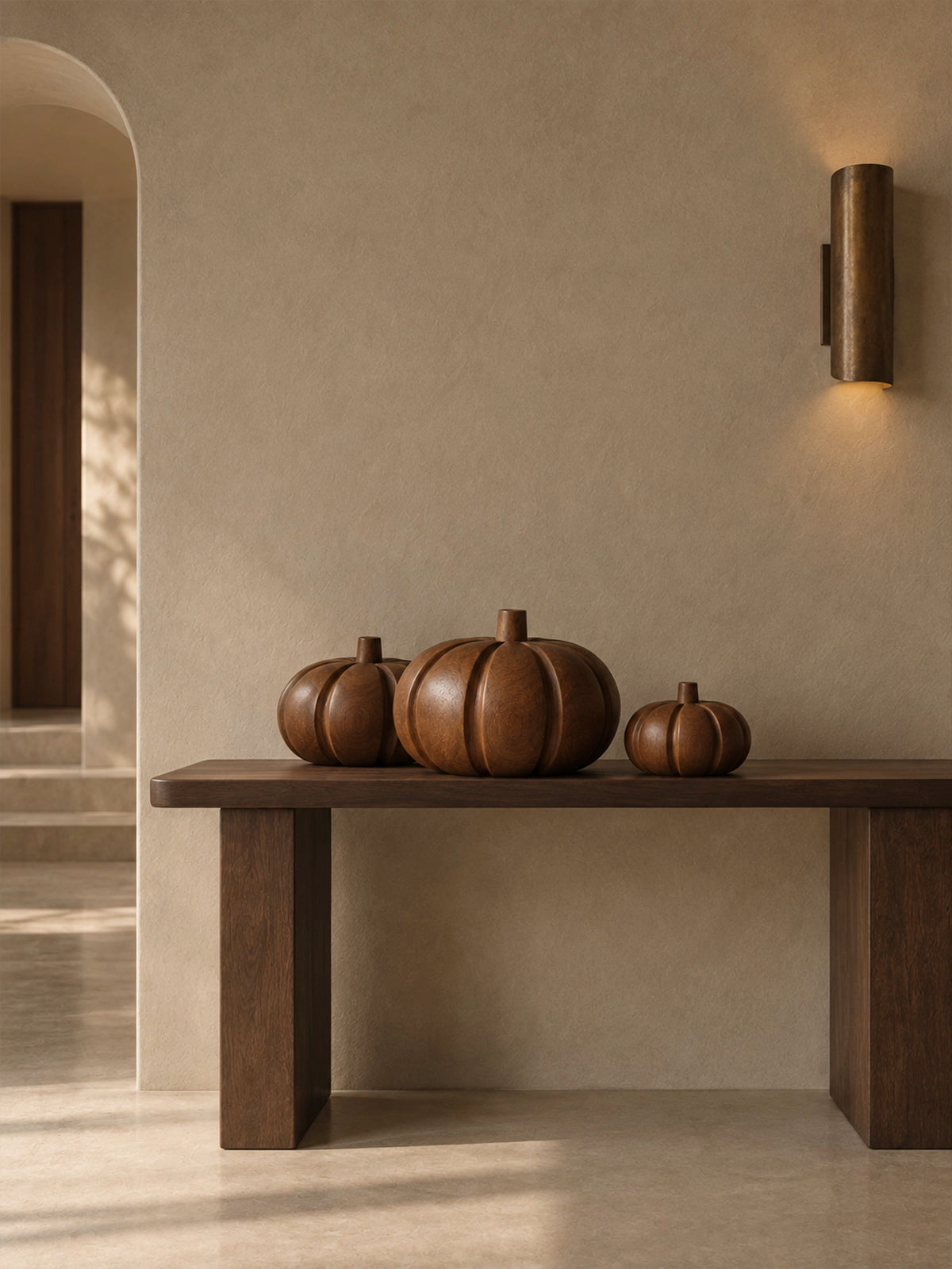 Calabaza decorativa de madera de cacao 17 cm