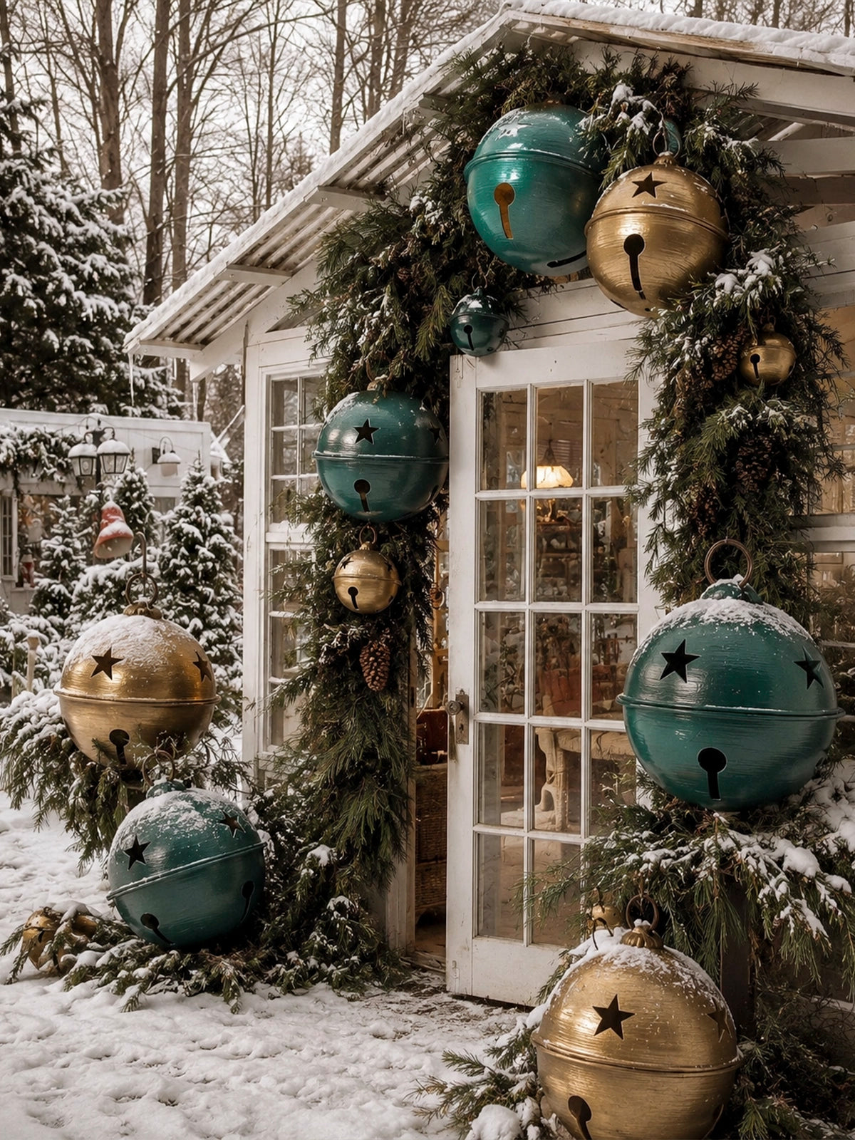 Cascabel Navideño de Metal Verde – 32 cm
