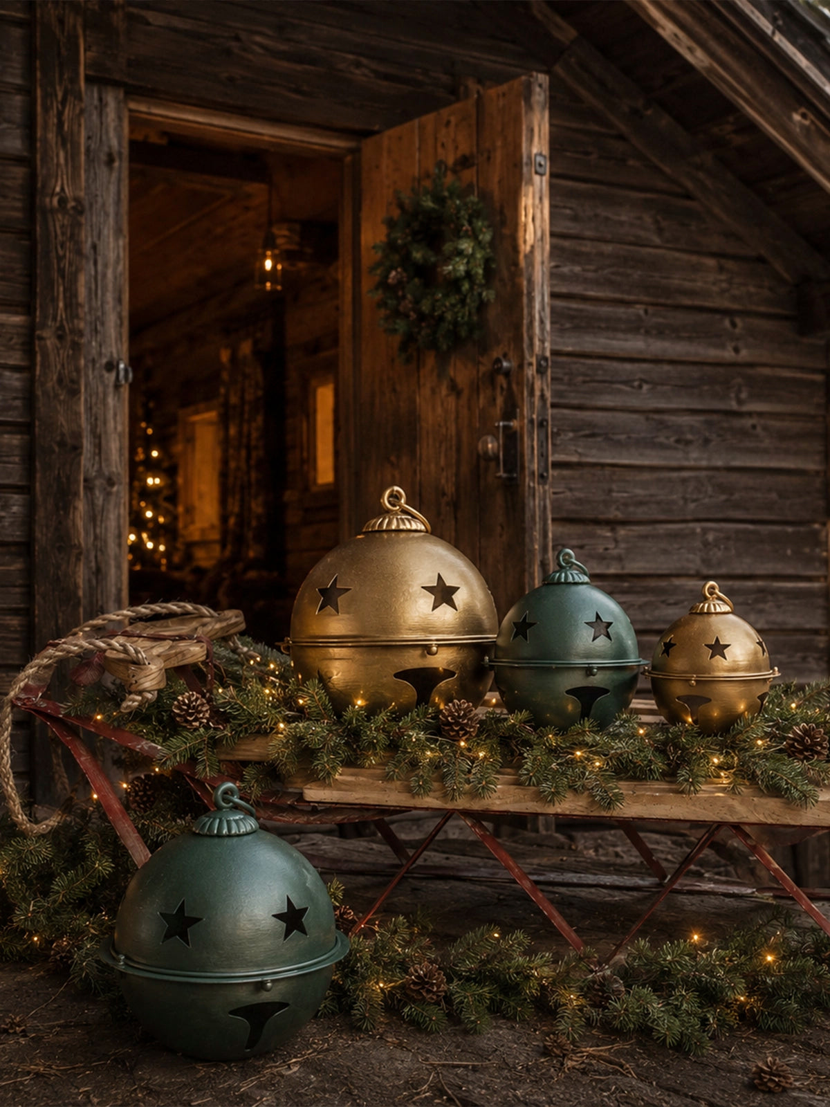 Cascabel Navideño de Metal Dorado – 27 cm