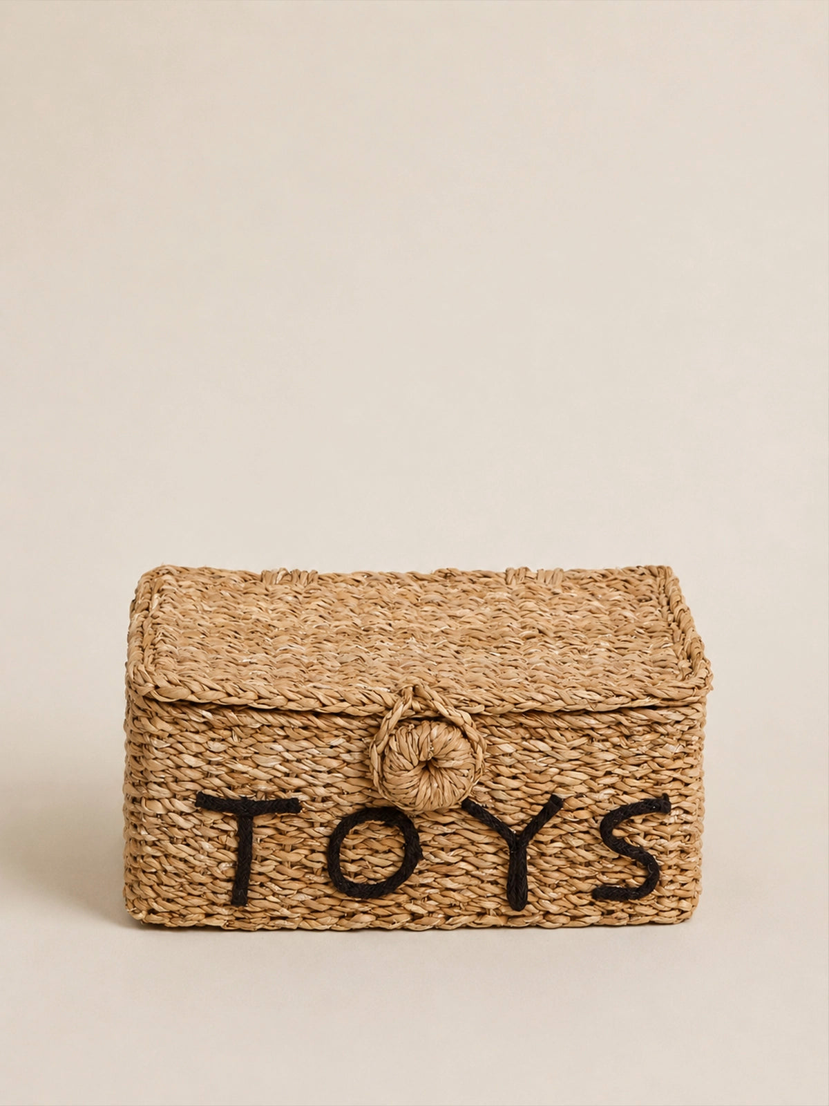 Cesta Toys rectangular con tapa de fibra natural
