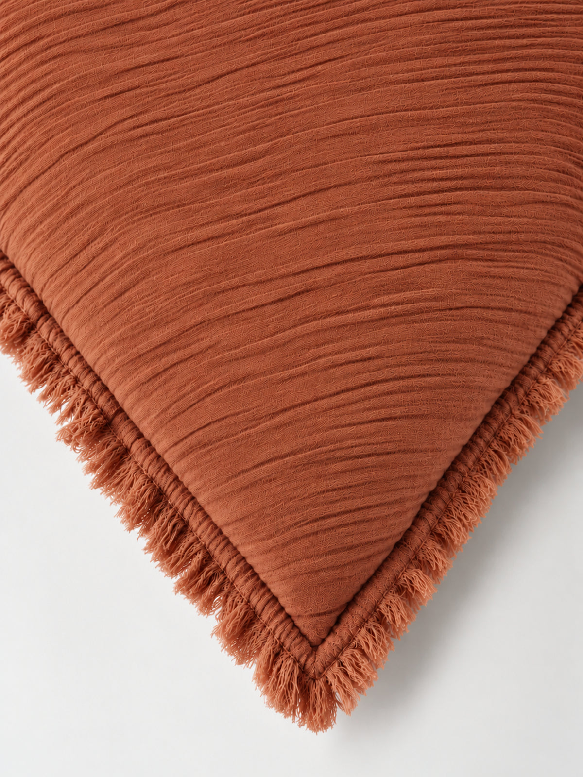 Funda de cojín de Bambula con Flecos 40x60 cm – Mostaza o Terracota