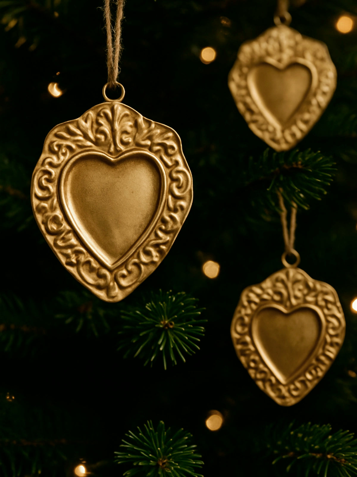 Colgante corazón Exvoto dorado estilo vintage