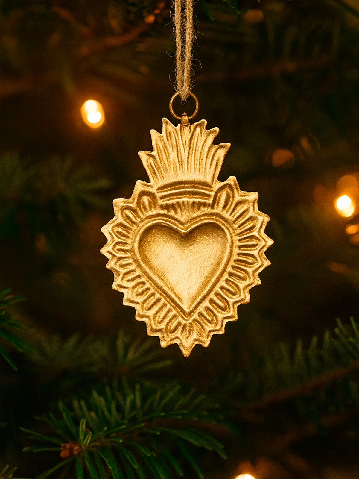 Colgante corazón con corona Exvoto dorado estilo vintage