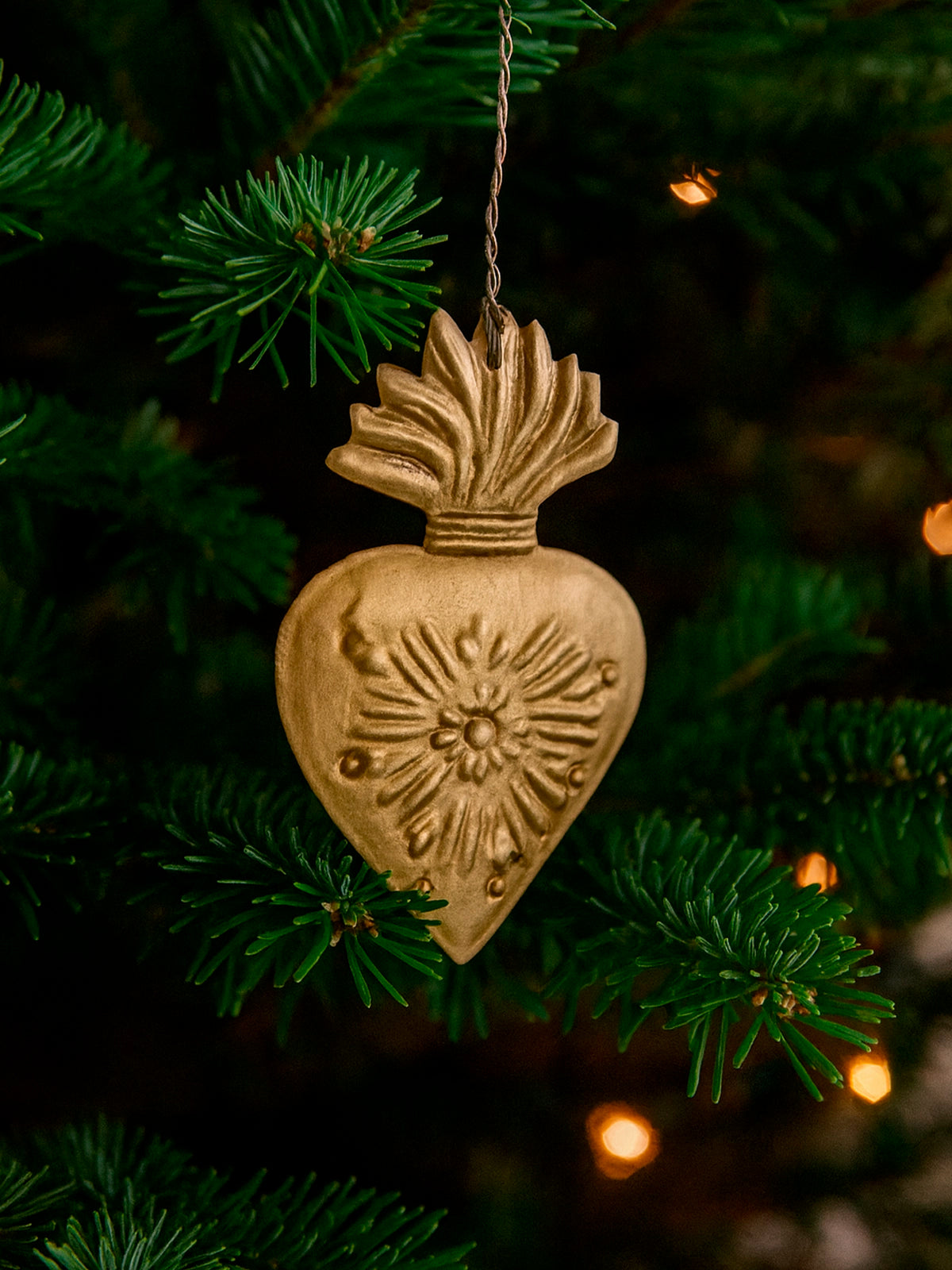 Colgante corazón Exvoto dorado estilo vintage