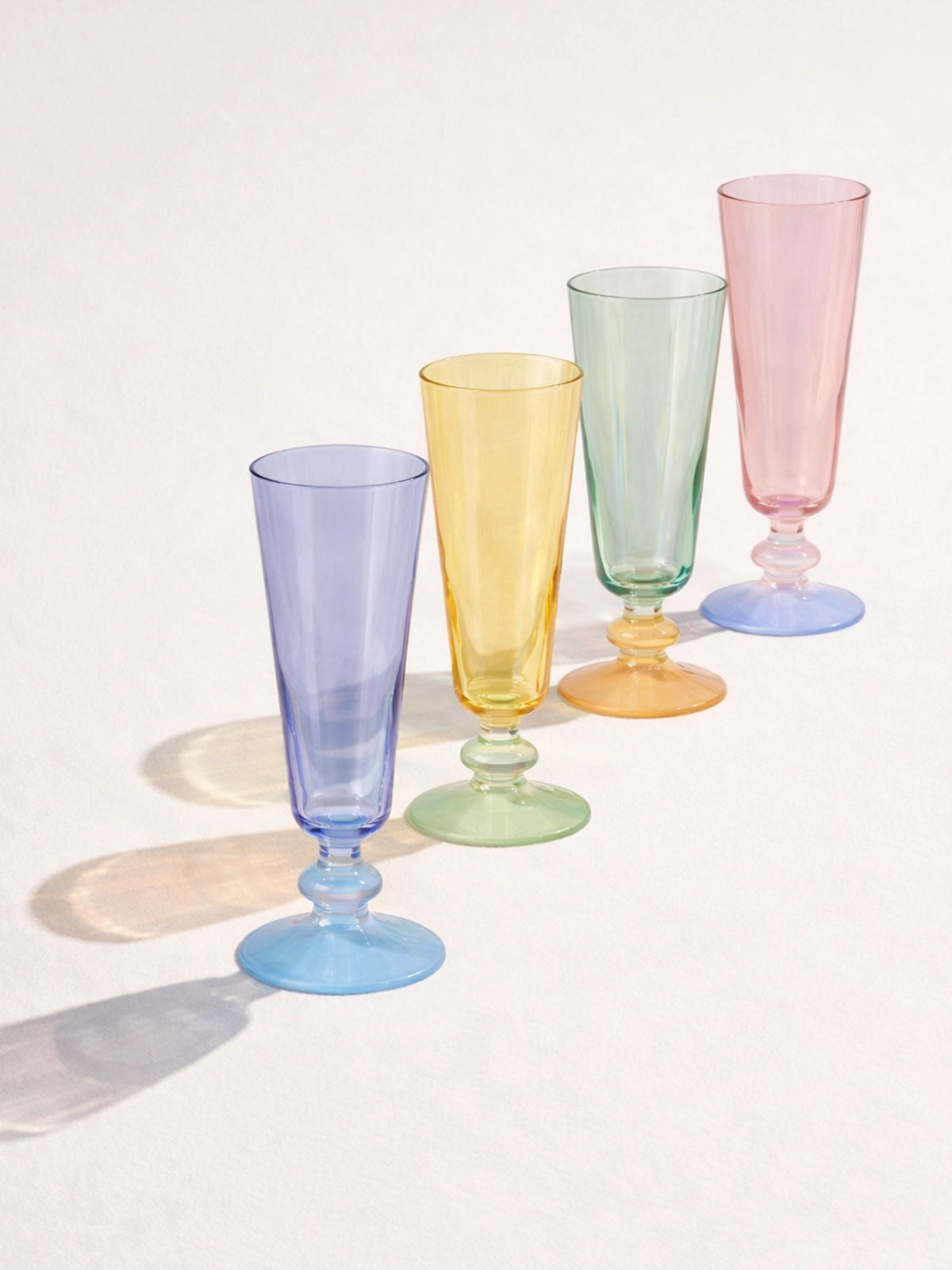 Juego de 12 copas Bicolor Pastel de Cristal Vintage 180 ml