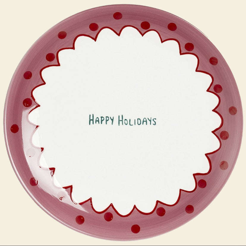 Juego de 4 platos navideños de cerámica