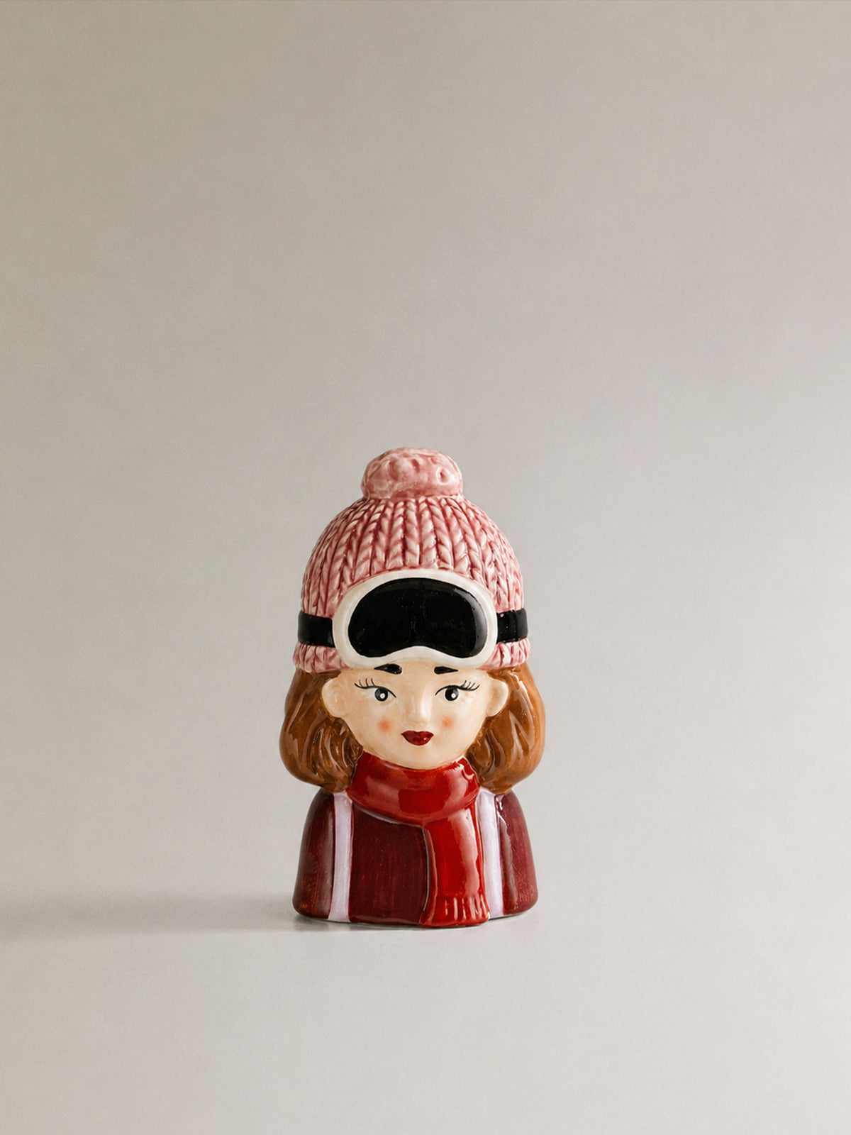 Jarrón Decorativo Chica Esquiadora de Cerámica – 14 cm