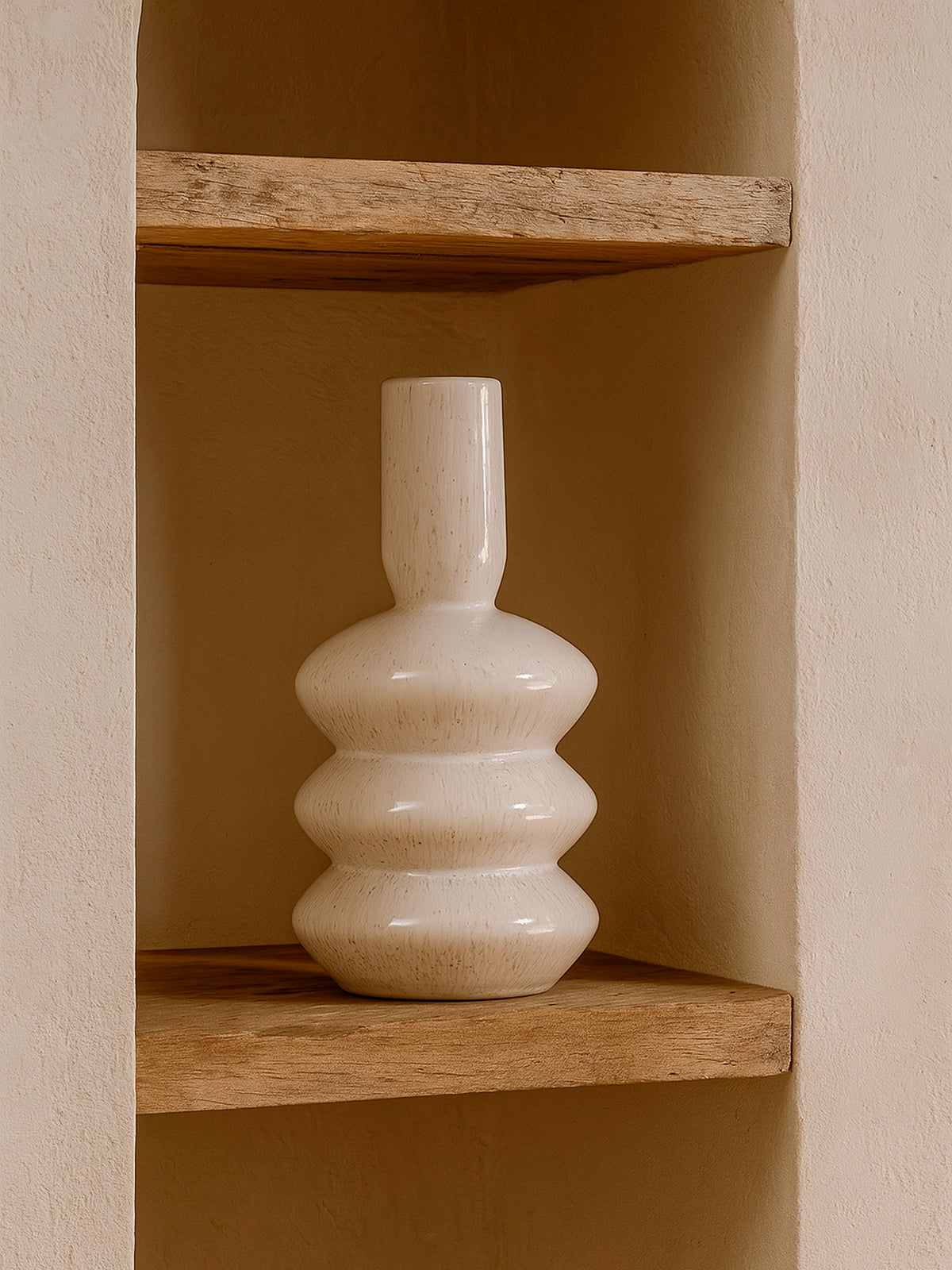 Jarrón de cerámica Berlin decorativo 18x31 cm — jarrón artesanal en tonos neutros