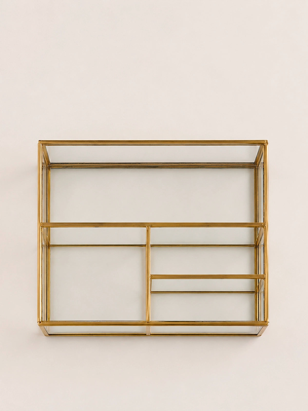 Joyero organizador de maquillaje dorado con espejo debajo