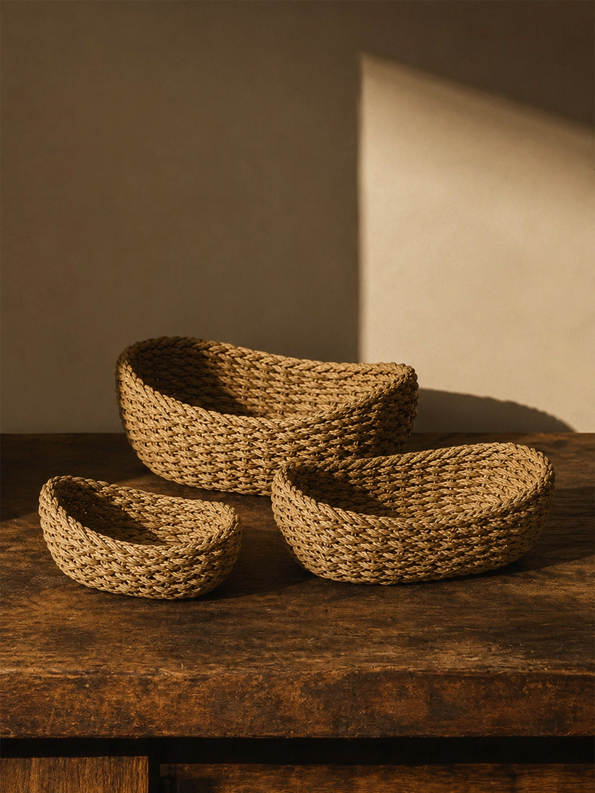 Juego de 3 cestas oval caperucita de mimbre