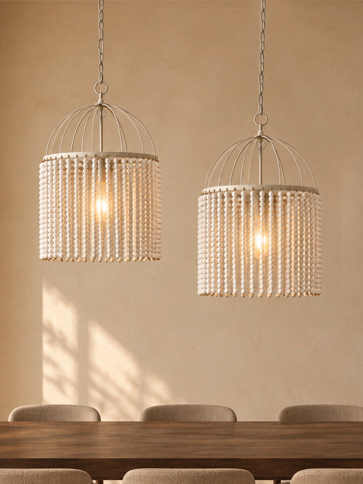 Lámpara de techo Liria blanca de madera y metal Ø38 cm