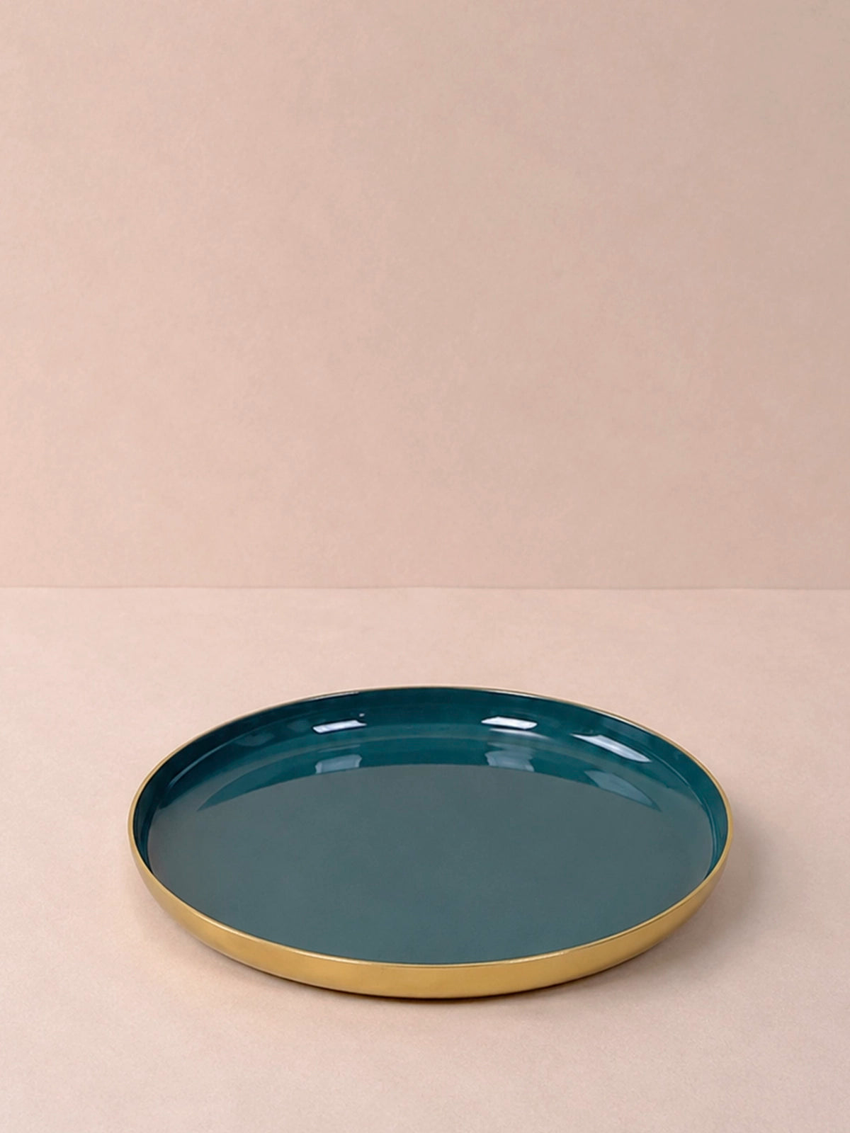 Plato bandeja Ocean de metal con base dorada